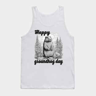 Happy Groundhog Day 2024 Groundhog Lover Funny Woodchuck Tank Top